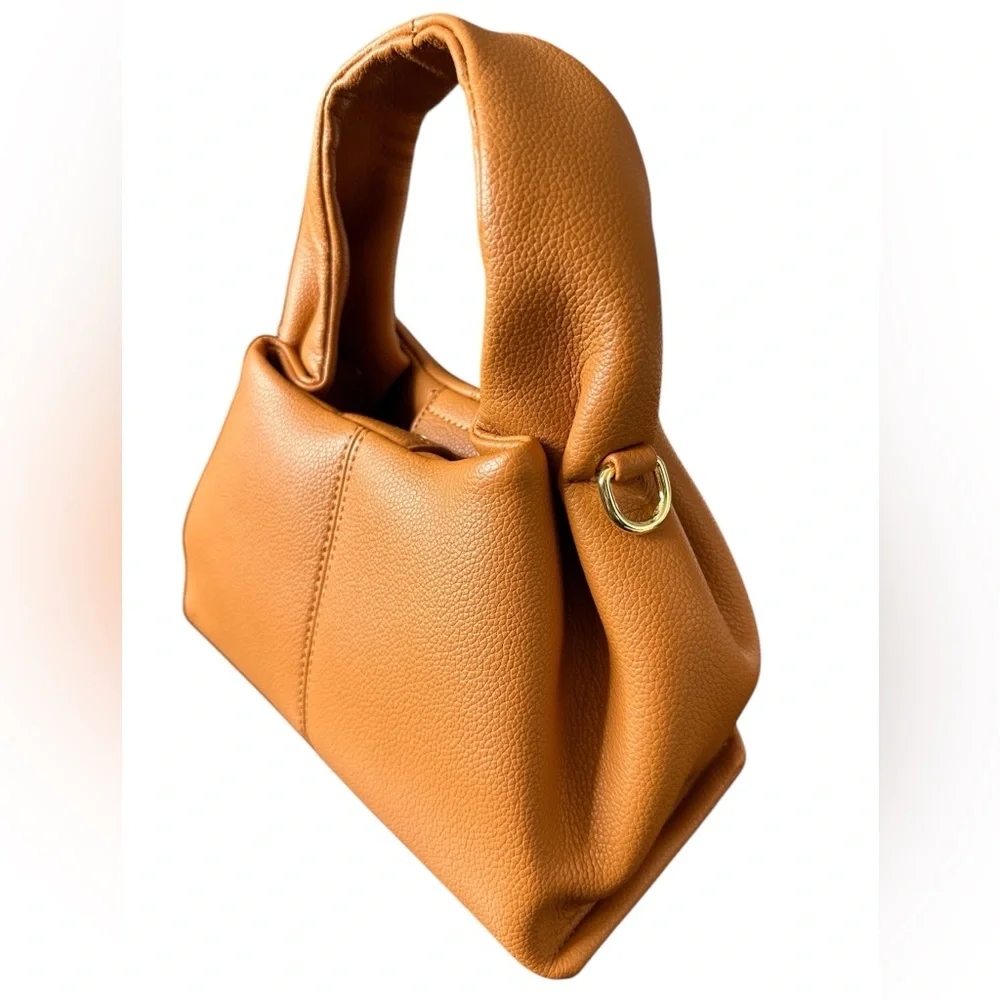 NEW Small Vinyl Bag with handle and crossbody strap. Carmel Color - Picture 2 of 10